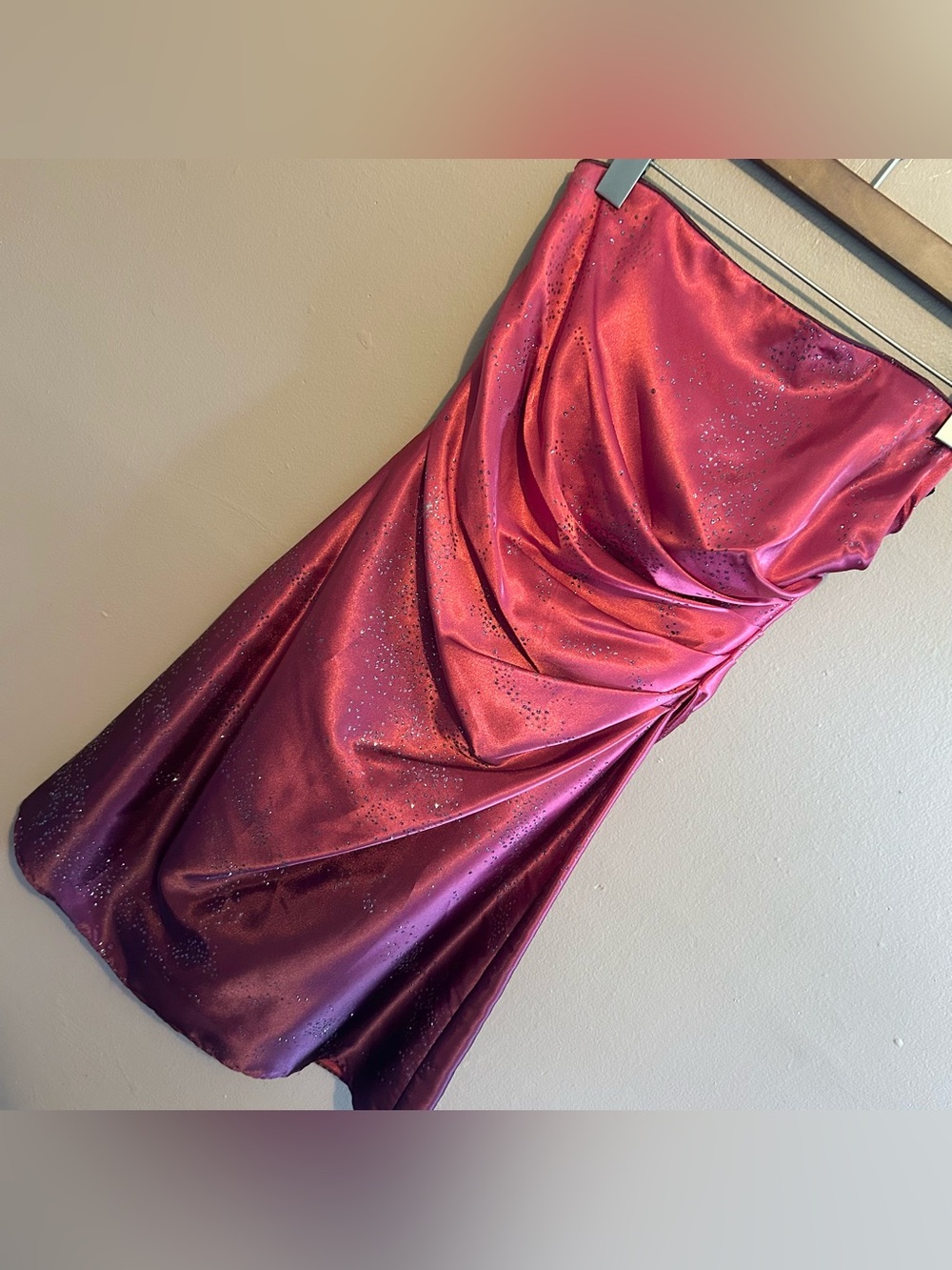 Vintage Y2K Satin Strapless Ombre Dress Red/Magenta by Jump Apparel